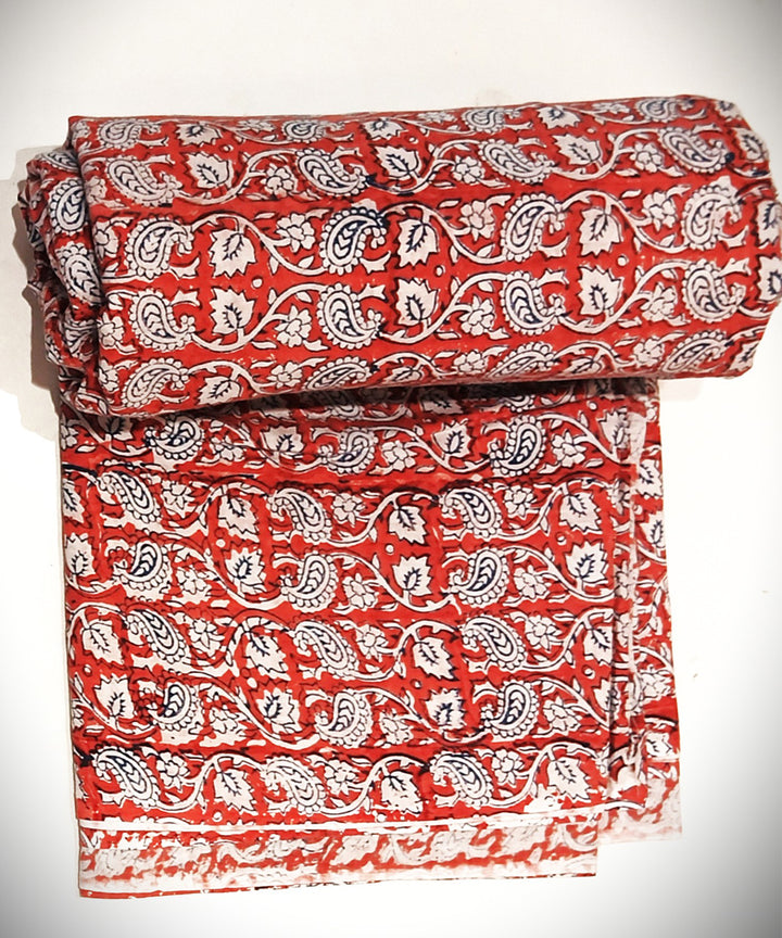 2.5 mtr maroon grey hand block printed cotton kurta material