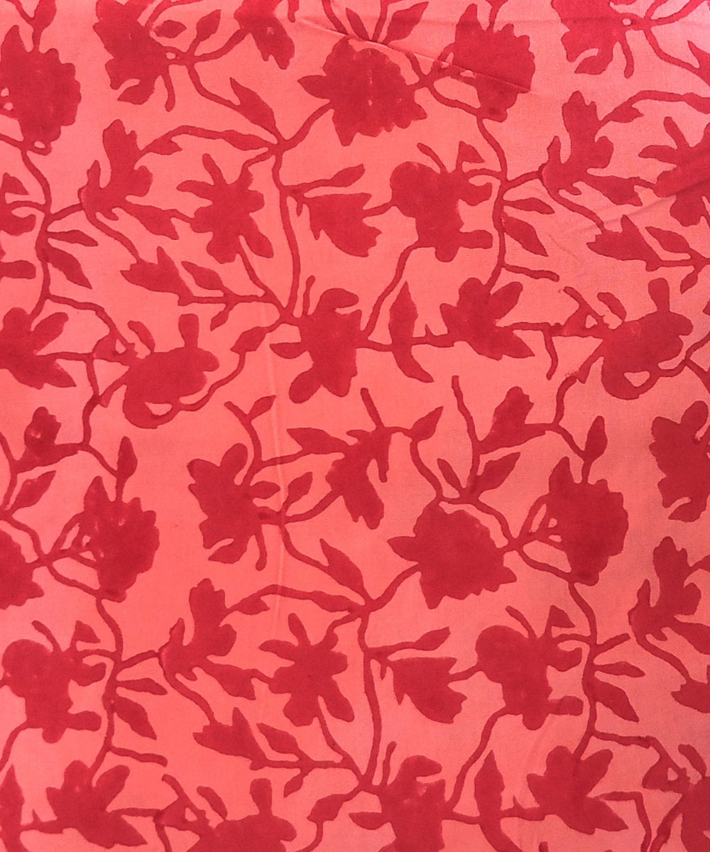 2.5 mtr red hand block printed cotton kurta material