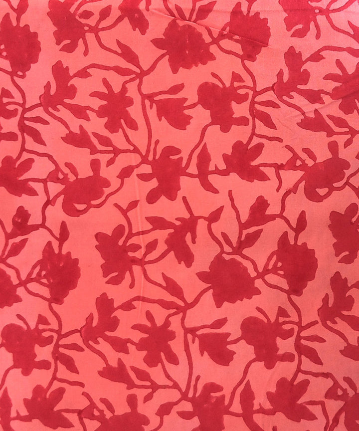 2.5 mtr red hand block printed cotton kurta material