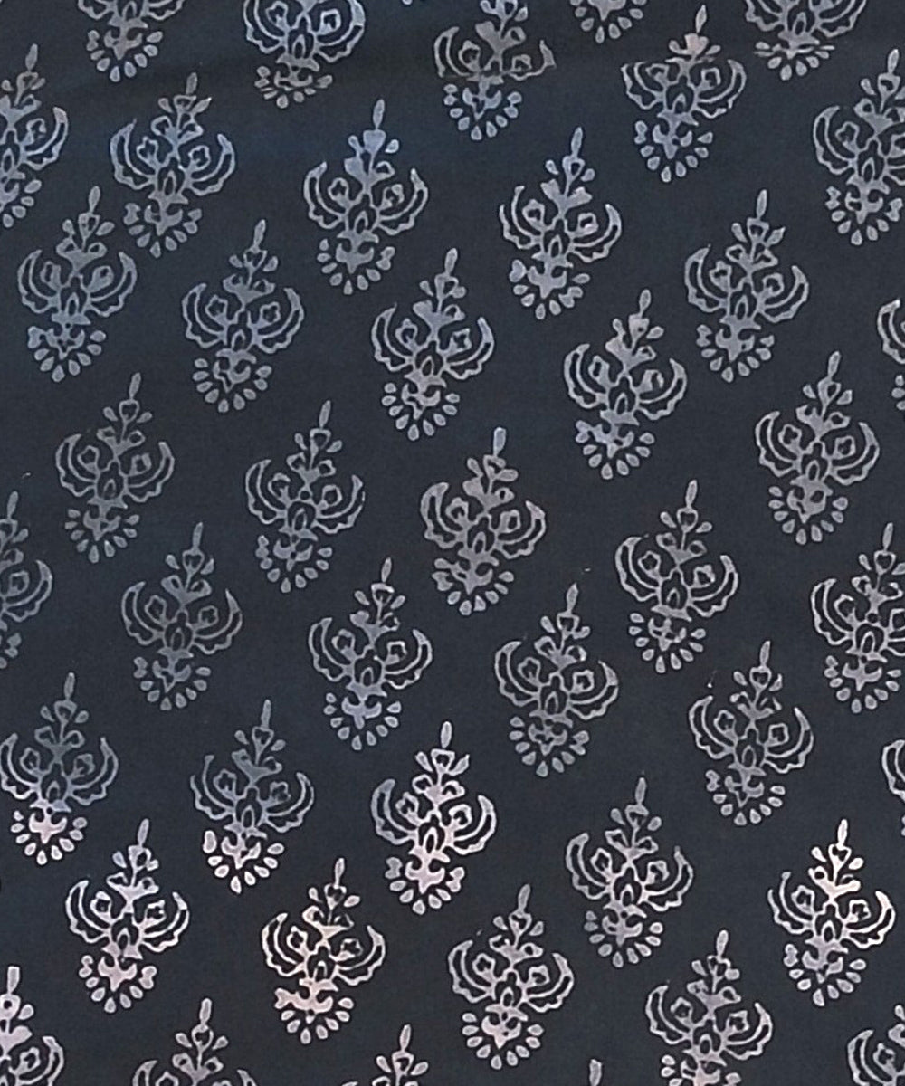 2.5 mtr black grey cotton hand block printed kurta material