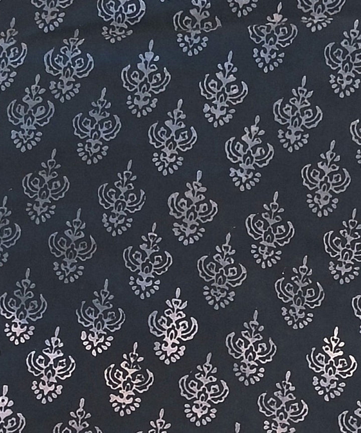 2.5 mtr black grey cotton hand block printed kurta material