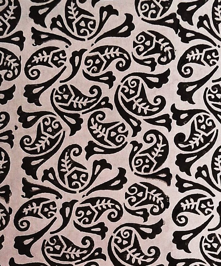 2.5 mtr brown grey hand block printed cotton kurta material