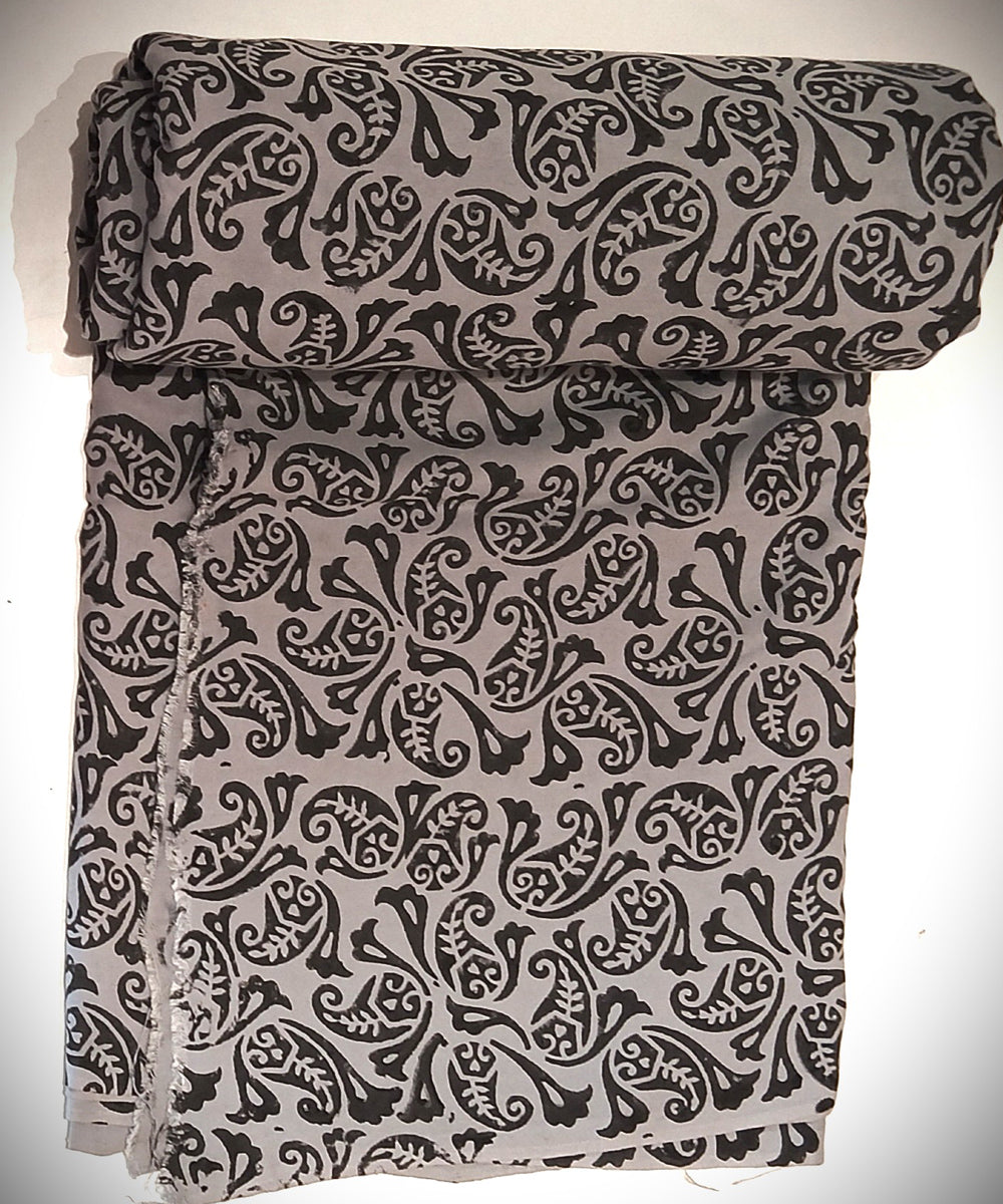 2.5 mtr brown grey hand block printed cotton kurta material