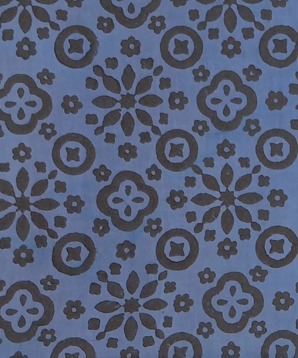 2.5 mtr navy blue grey cotton hand block printed kurta material