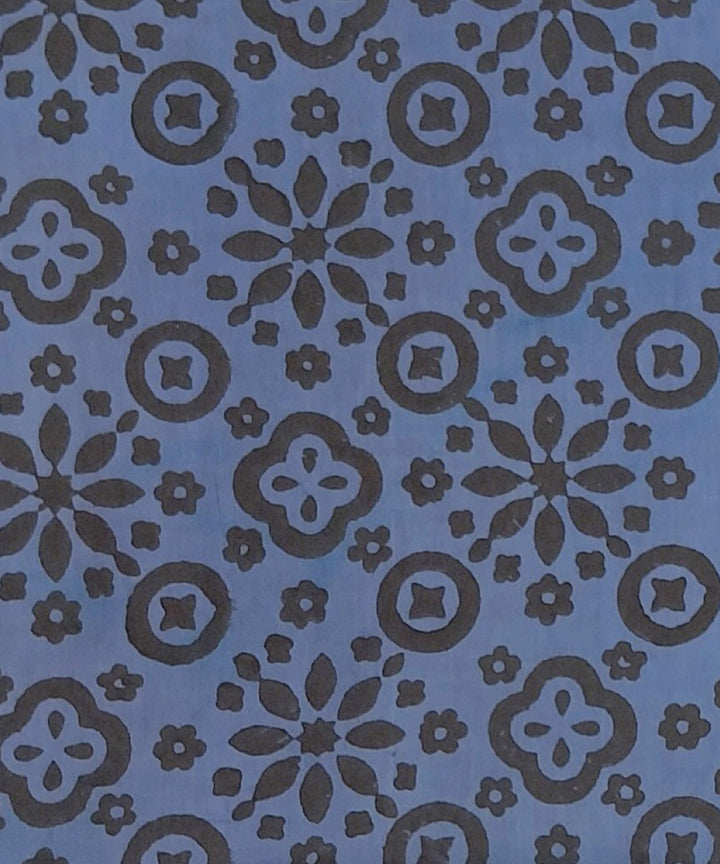 2.5 mtr navy blue grey cotton hand block printed kurta material
