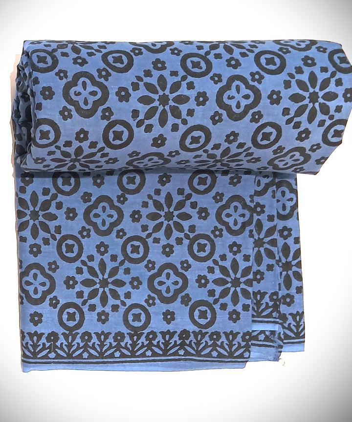 2.5 mtr navy blue grey cotton hand block printed kurta material