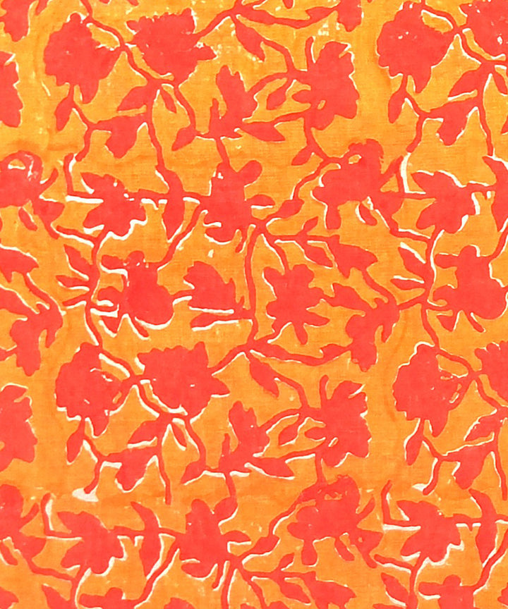 2.5 mtr orange maroon hand block printed cotton kurta material