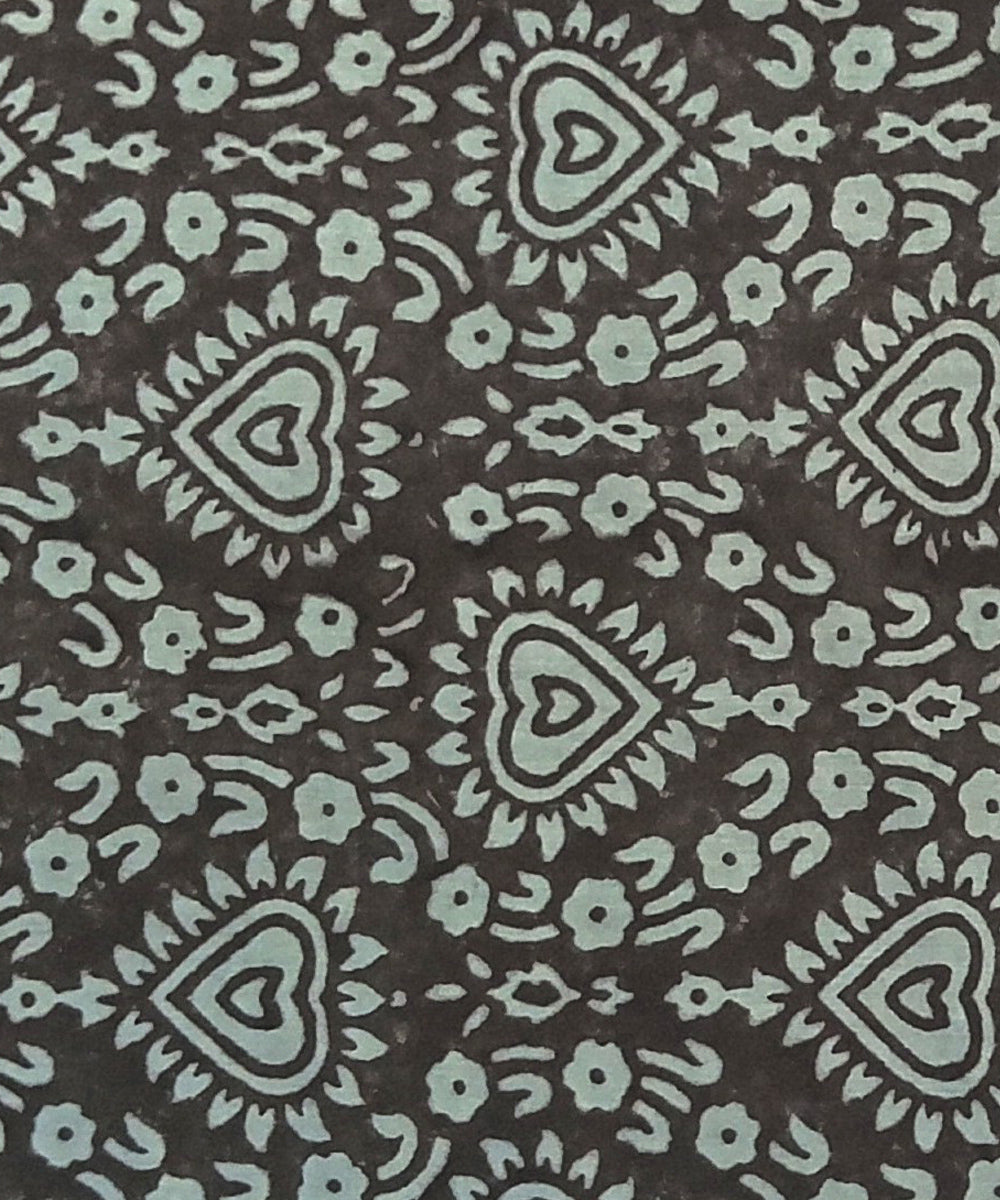 2.5 mtr black grey hand block printed cotton kurta material