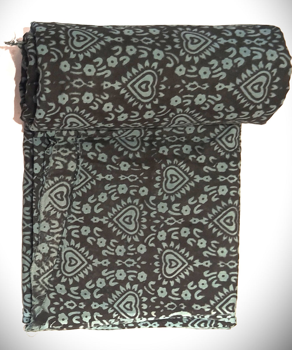 2.5 mtr black grey hand block printed cotton kurta material