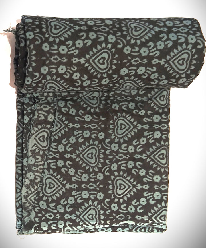 2.5 mtr black grey hand block printed cotton kurta material
