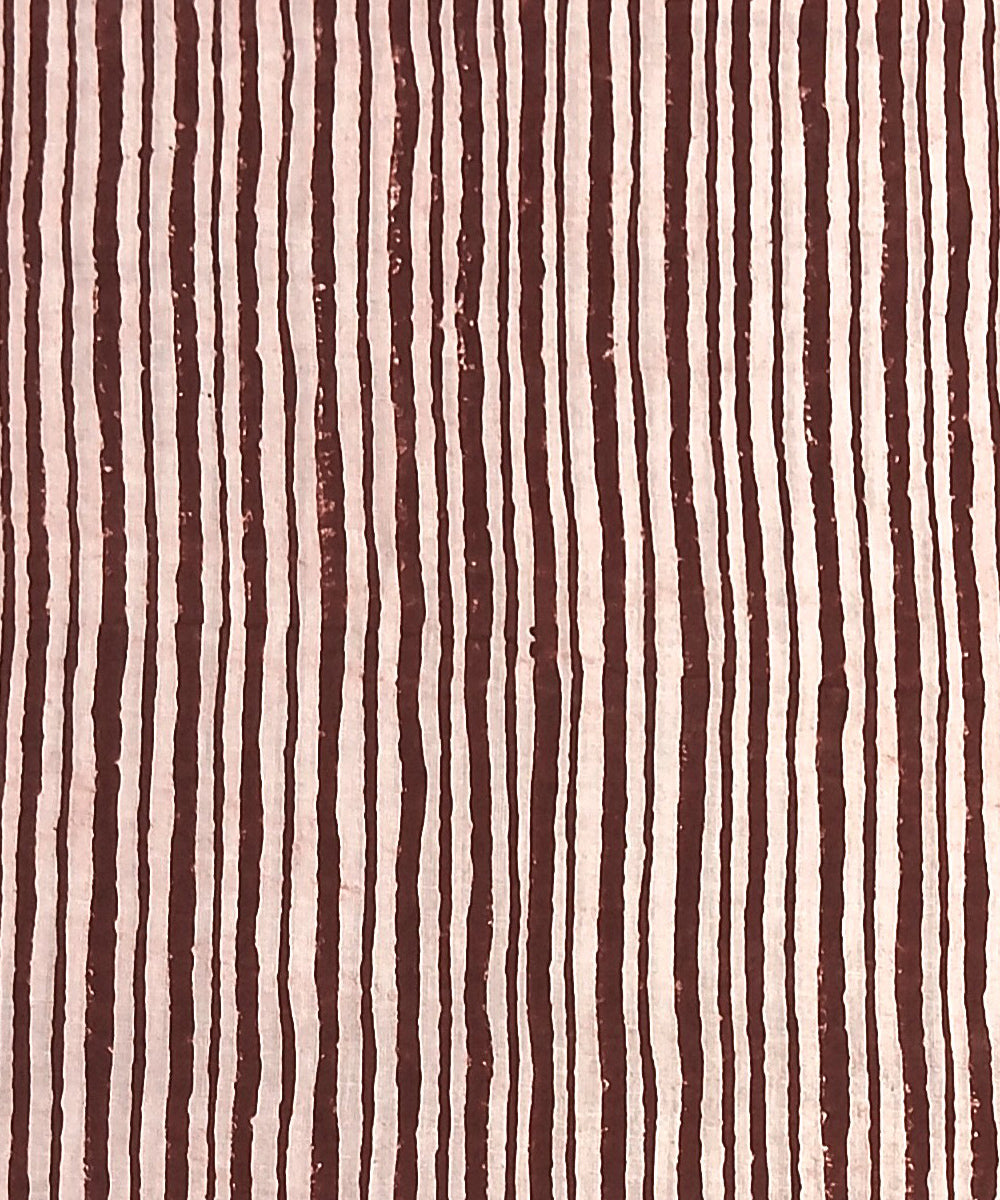 2.5 mtr brown white hand block printed cotton kurta material