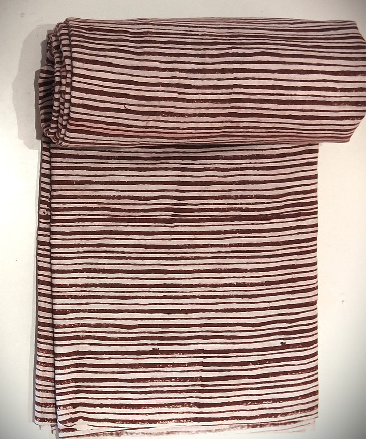 2.5 mtr brown white hand block printed cotton kurta material