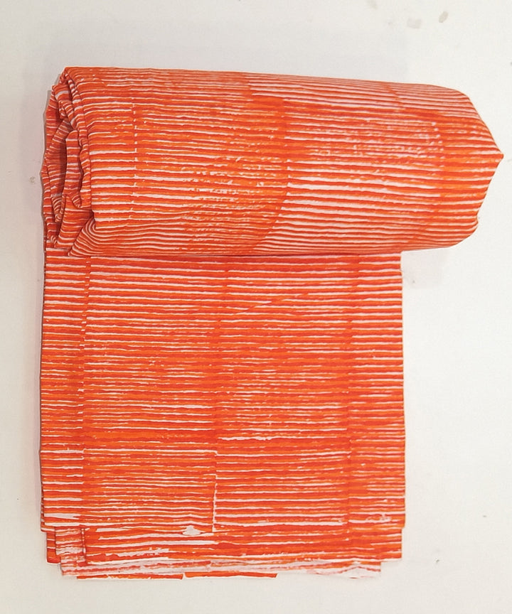 2.5 mtr orange hand block printed cotton kurta material