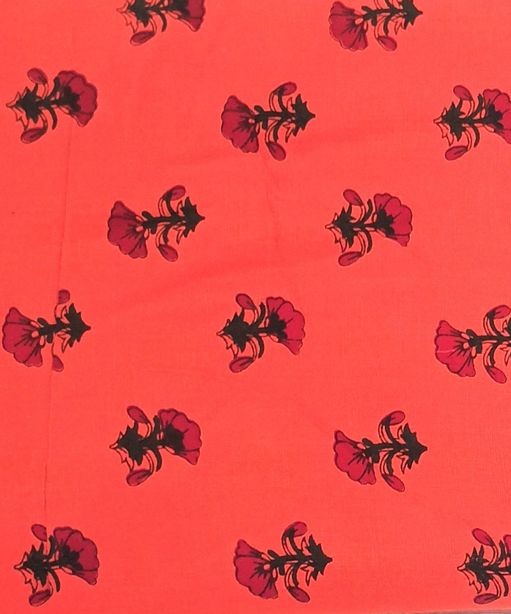 2.5 mtr maroon black hand block printed cotton kurta material