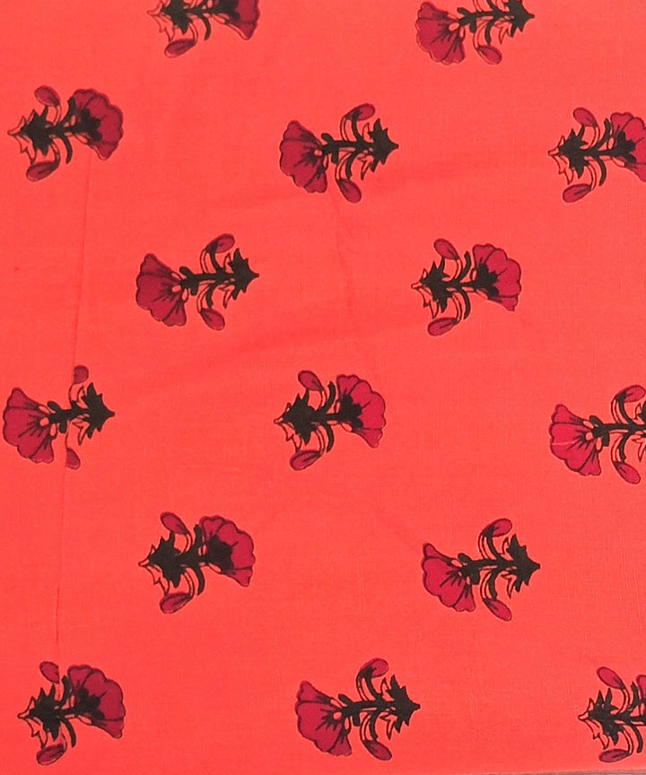 2.5 mtr maroon black hand block printed cotton kurta material