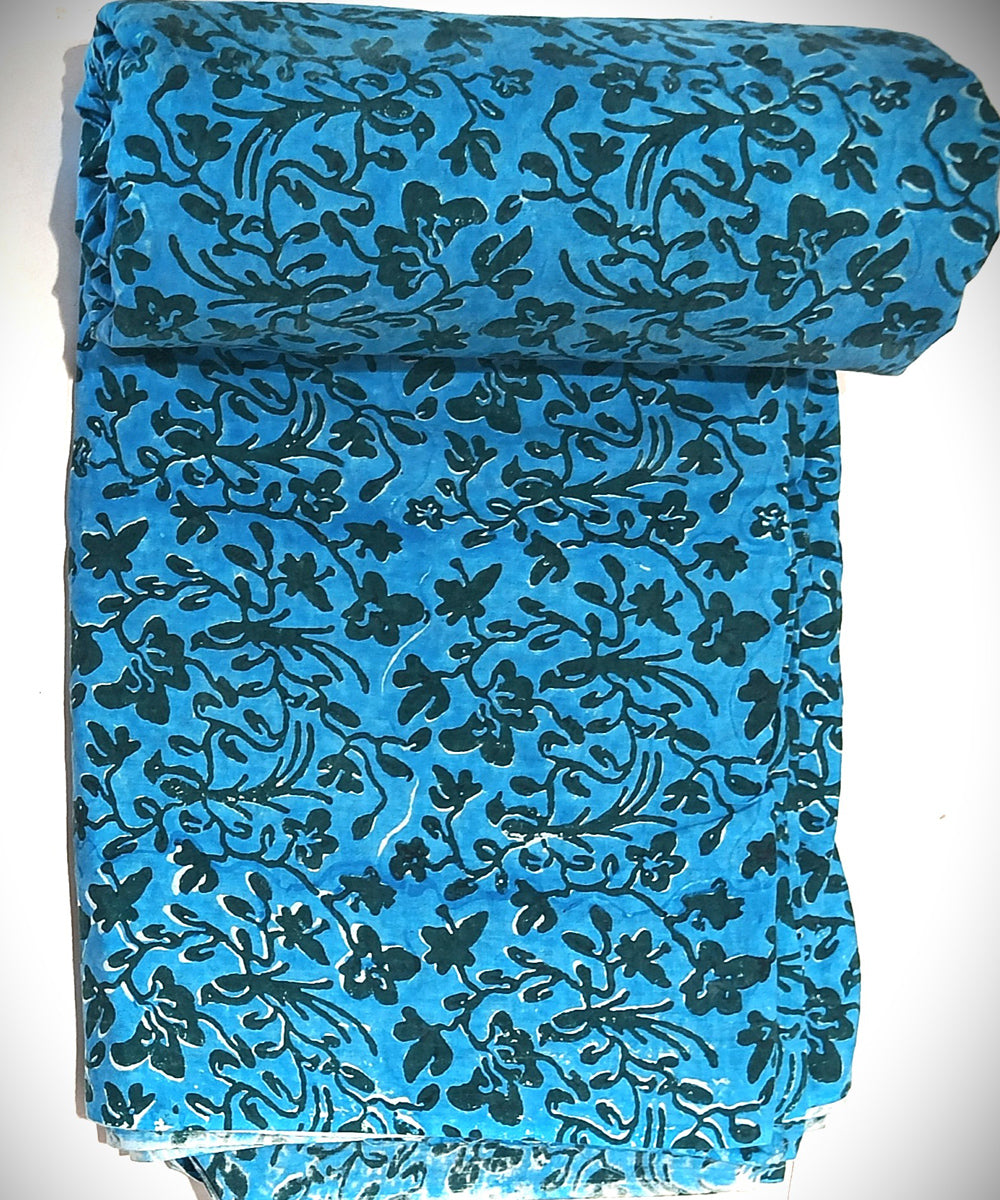 2.5 mtr navy blue grey hand block printed cotton kurta material