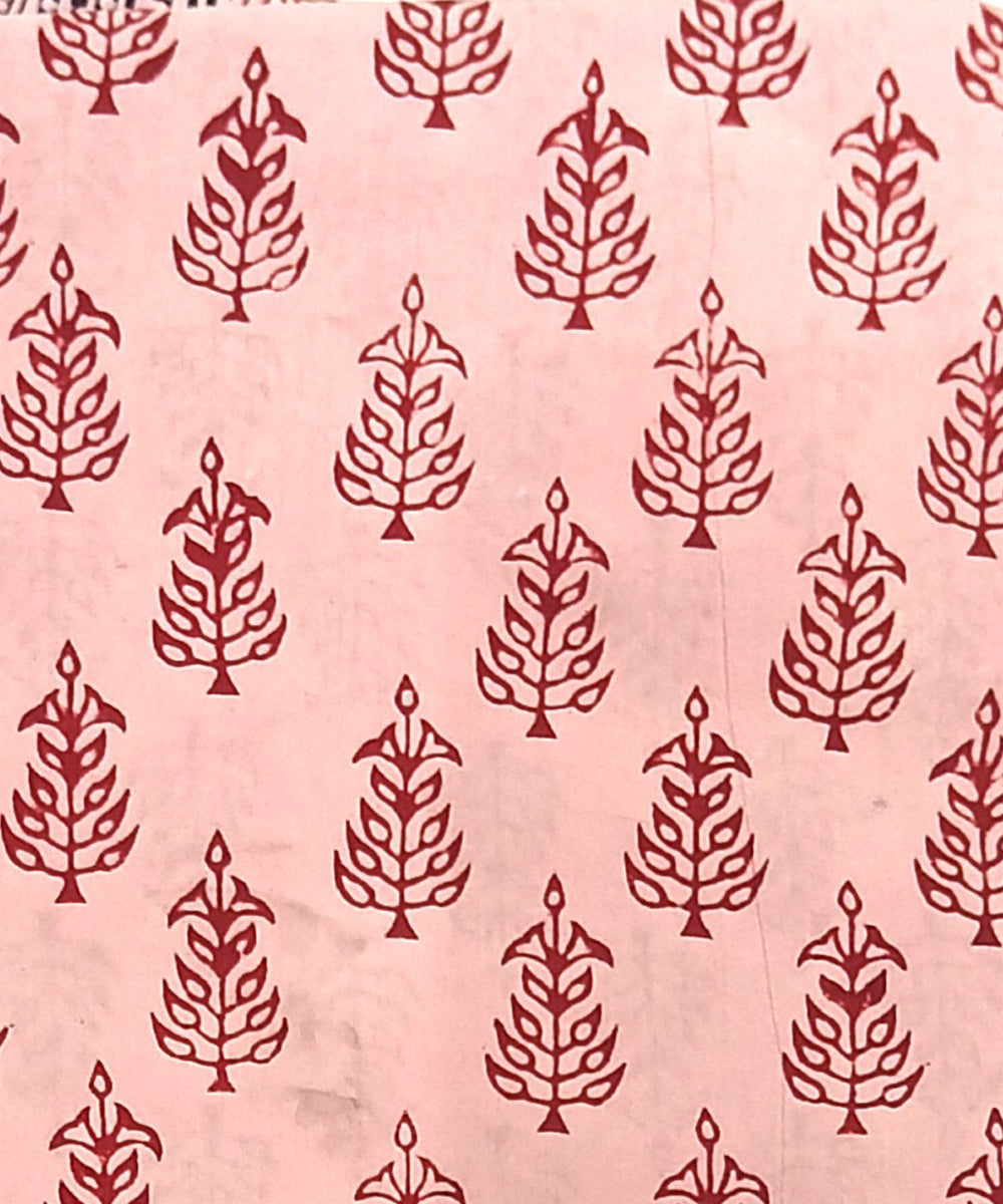 2.5 mtr peach maroon cotton hand block printed kurta material