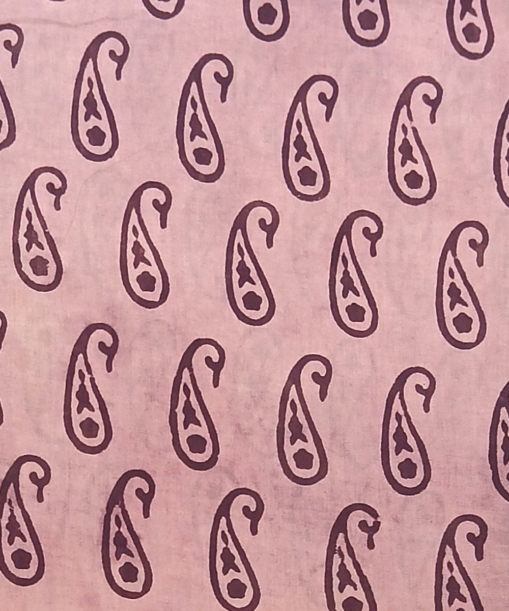 2.5 mtr peach black cotton hand block printed kurta material