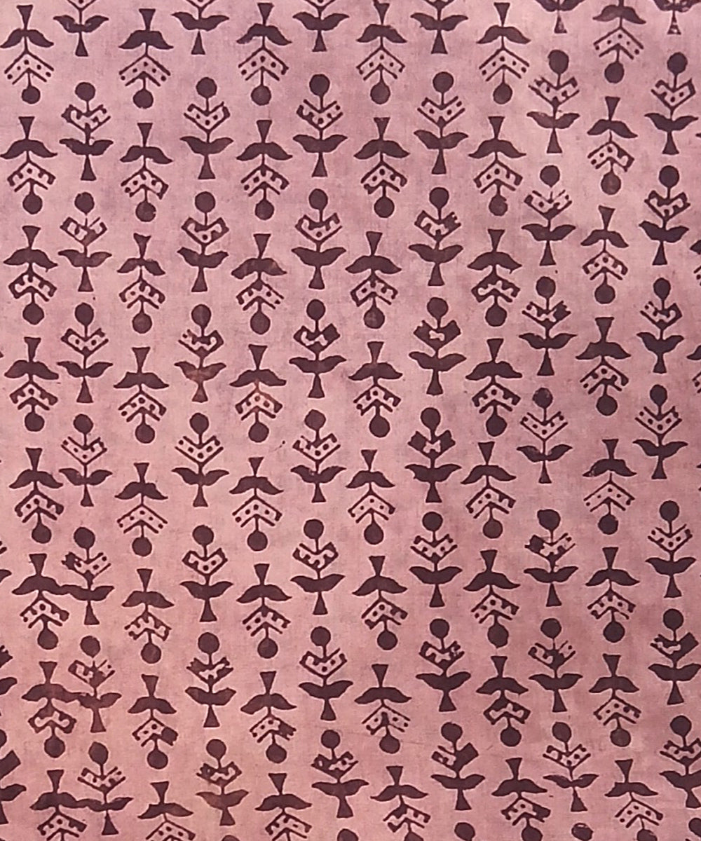 2.5 mtr peach black hand block printed cotton kurta material