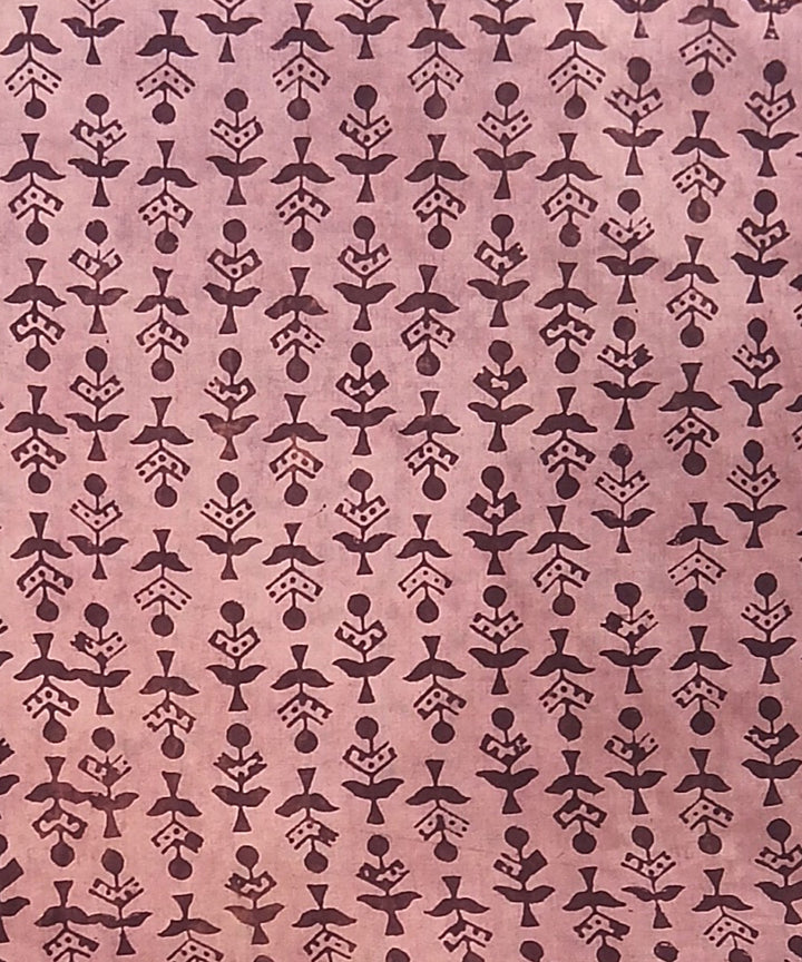 2.5 mtr peach black hand block printed cotton kurta material