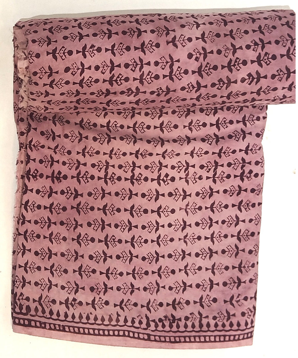 2.5 mtr peach black hand block printed cotton kurta material