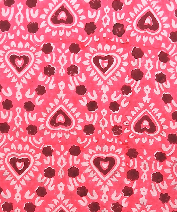 2.5 mtr pink black hand block printed cotton kurta material
