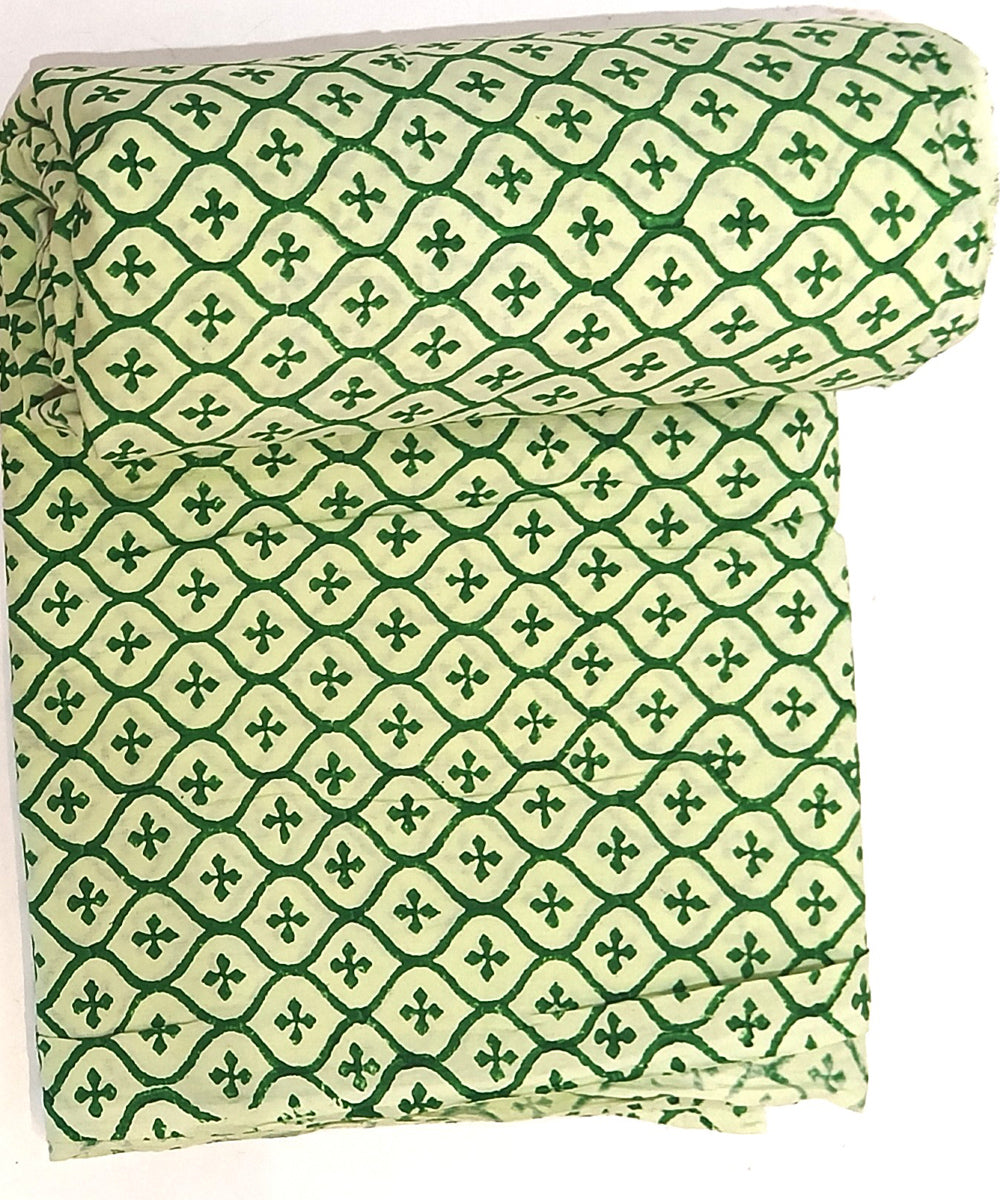 2.5 mtr lime green black cotton hand block printed kurta material