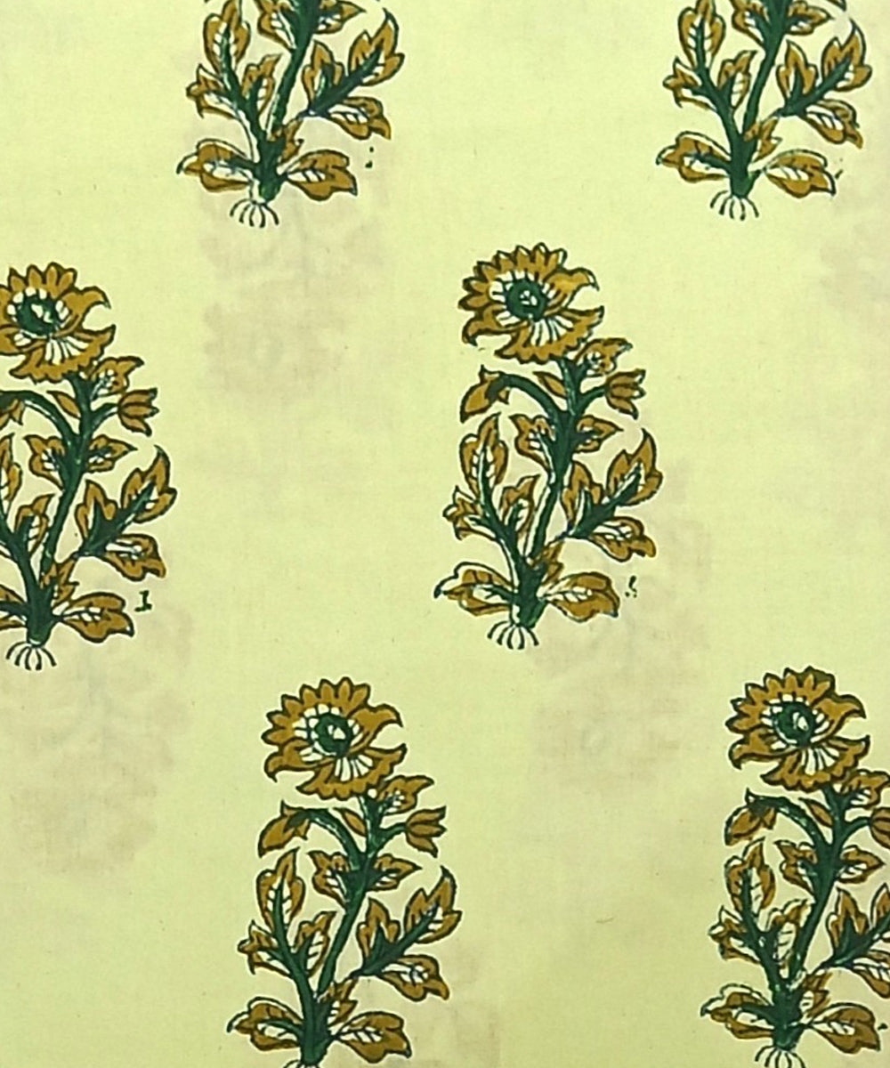 2.5 mtr lime green black hand block printed cotton kurta material