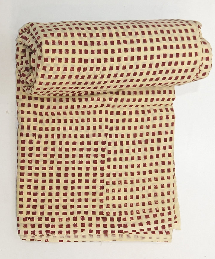 2.5 mtr peach maroon hand block printed cotton kurta material