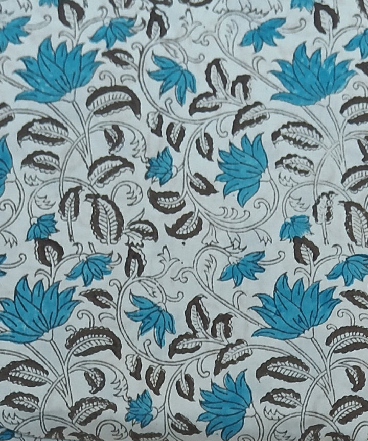 2.5 mtr navy blue sky blue hand block printed cotton kurta material