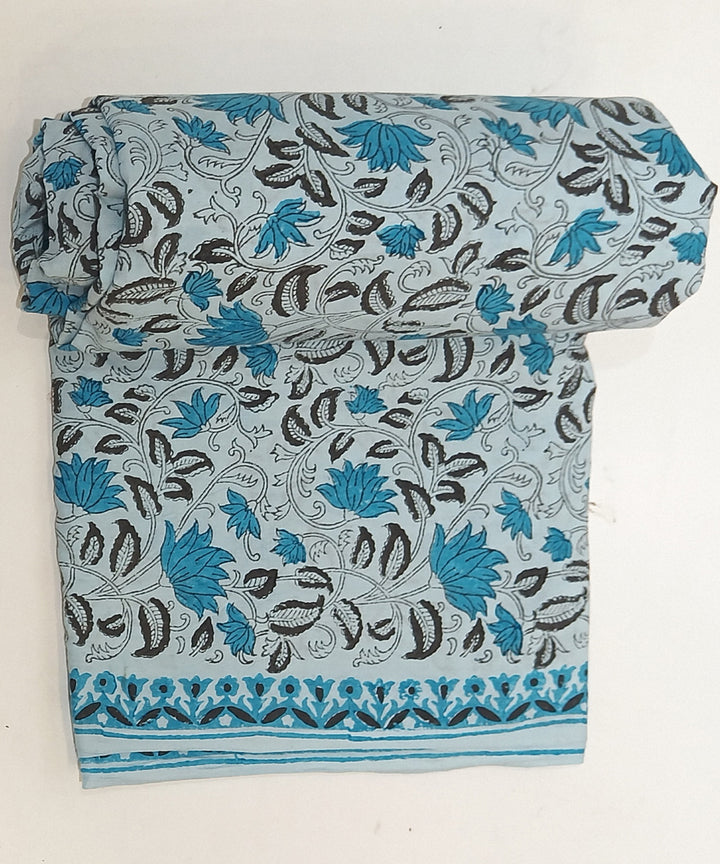 2.5 mtr navy blue sky blue hand block printed cotton kurta material