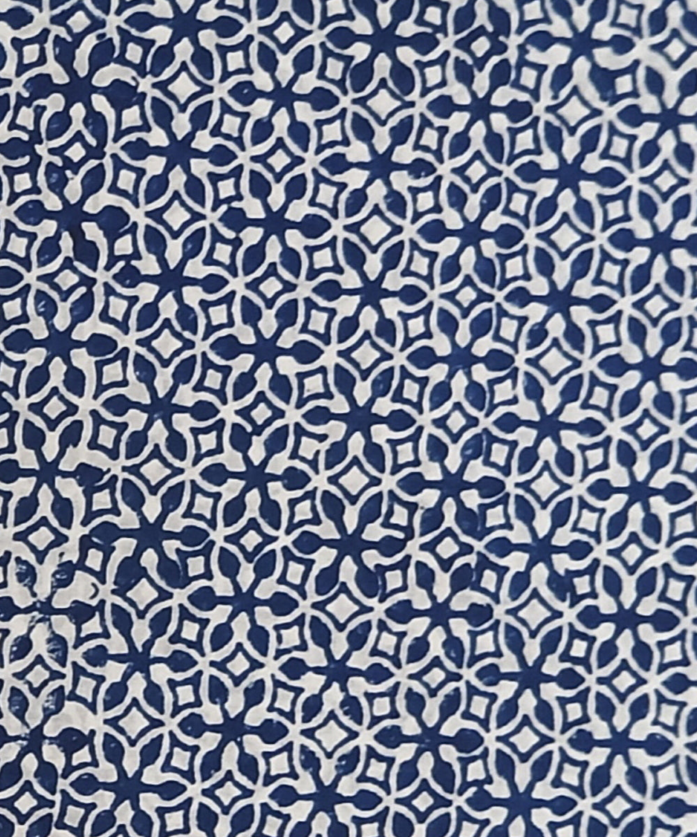 2.5 mtr navy blue hand block printed cotton kurta material