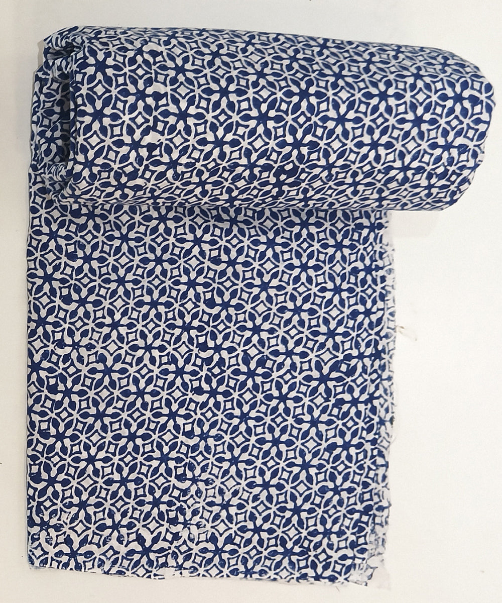 2.5 mtr navy blue hand block printed cotton kurta material