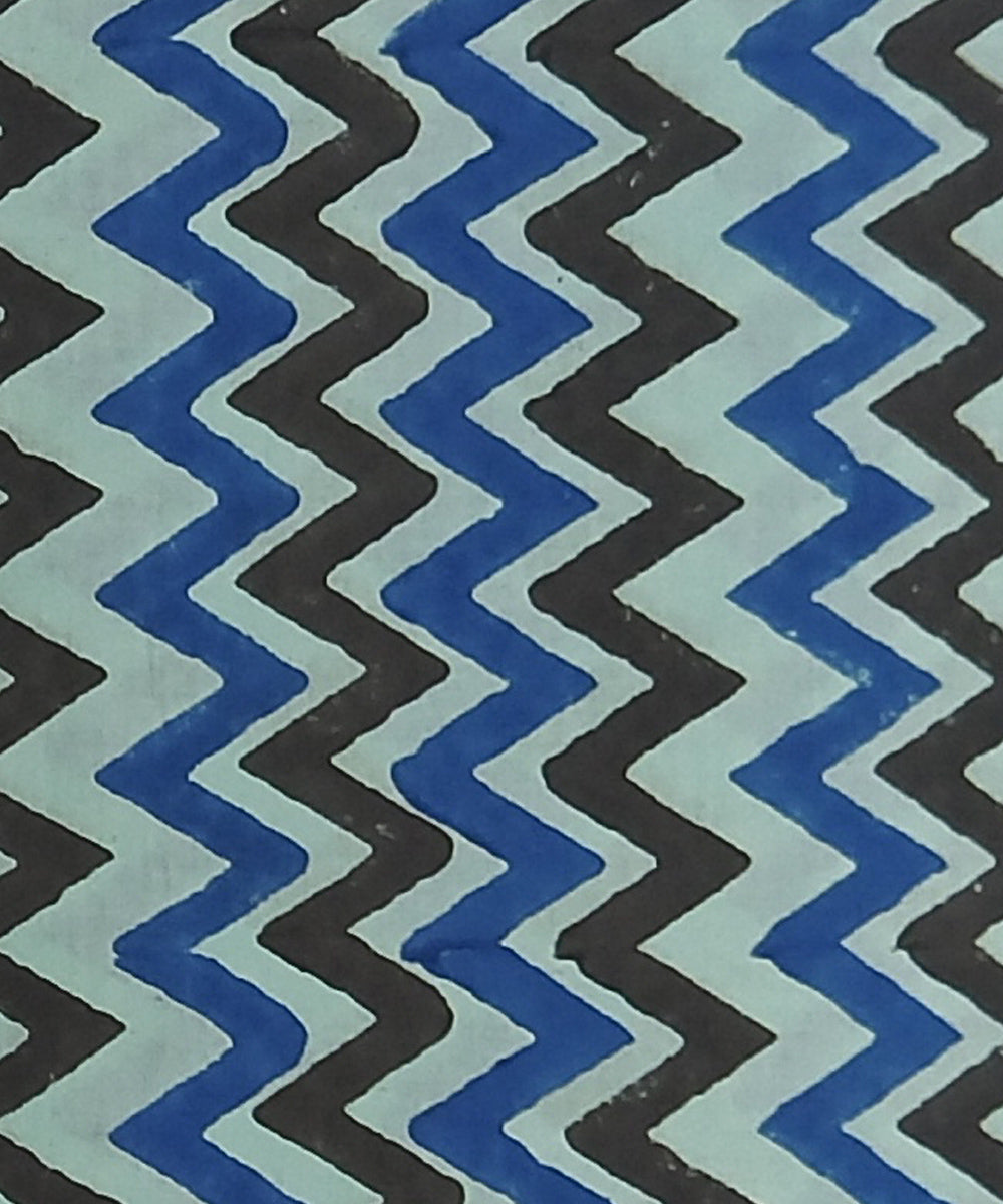 2.5 mtr multicolor blue hand block printed cotton kurta material