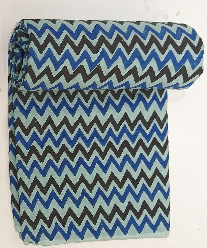 2.5 mtr multicolor blue hand block printed cotton kurta material