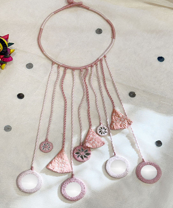 Pink banjara handmade cotton necklace