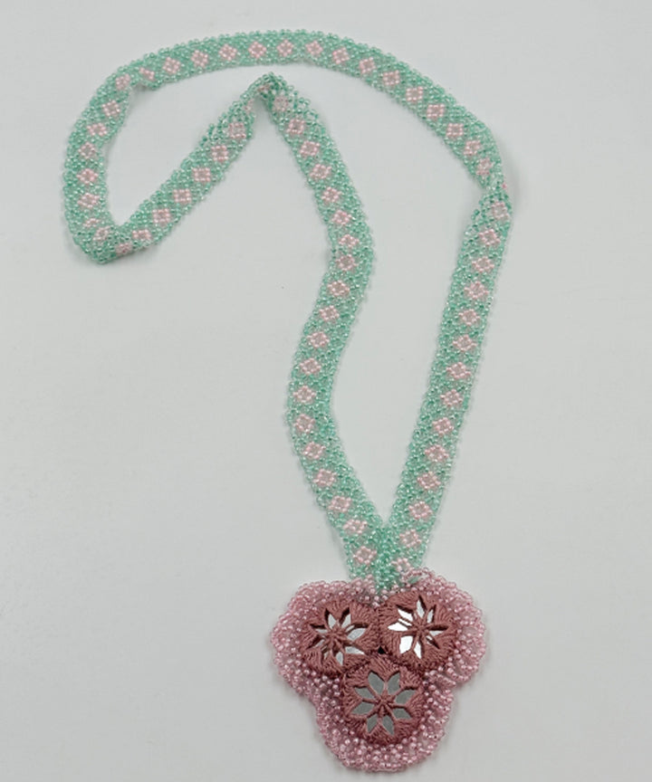 Pink blue handmade bead mirror glass beads mirrors necklace