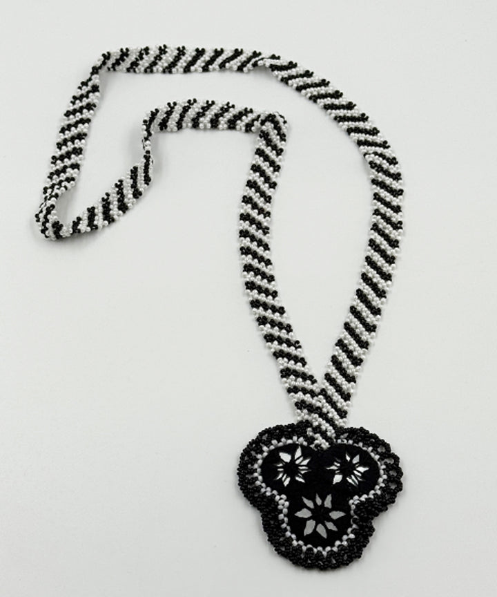 Black white hand made bead mirror glass beads mirrors necklace