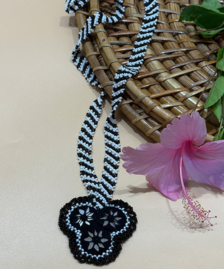 Black white hand made bead mirror glass beads mirrors necklace