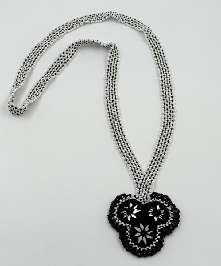 Black white handmade bead mirror glass beads mirrors necklace