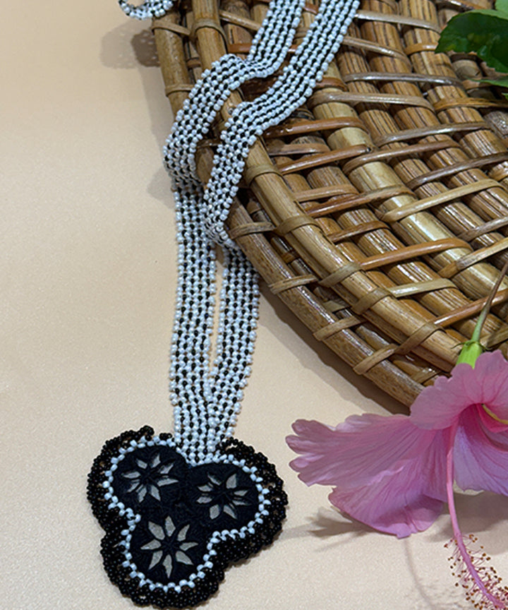 Black white handmade bead mirror glass beads mirrors necklace