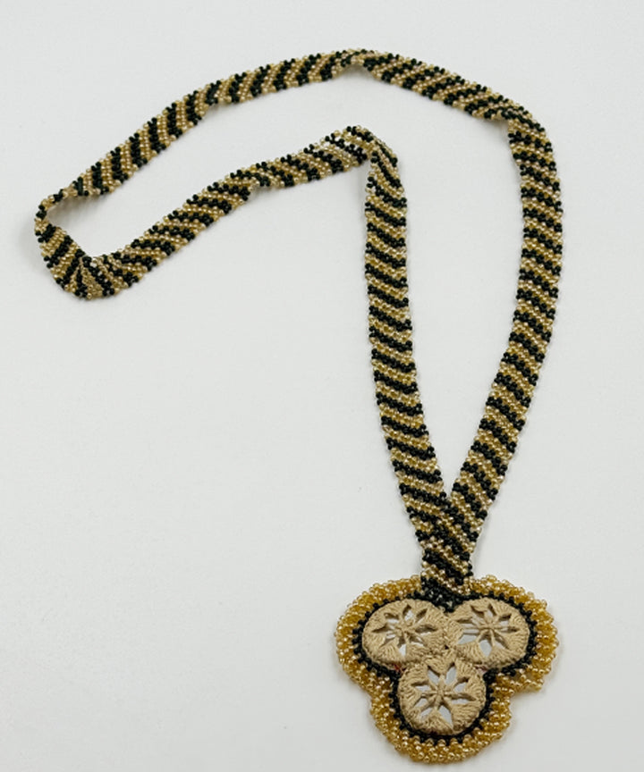 Cyan green cream bead mirror glass beads mirrors handmade necklace