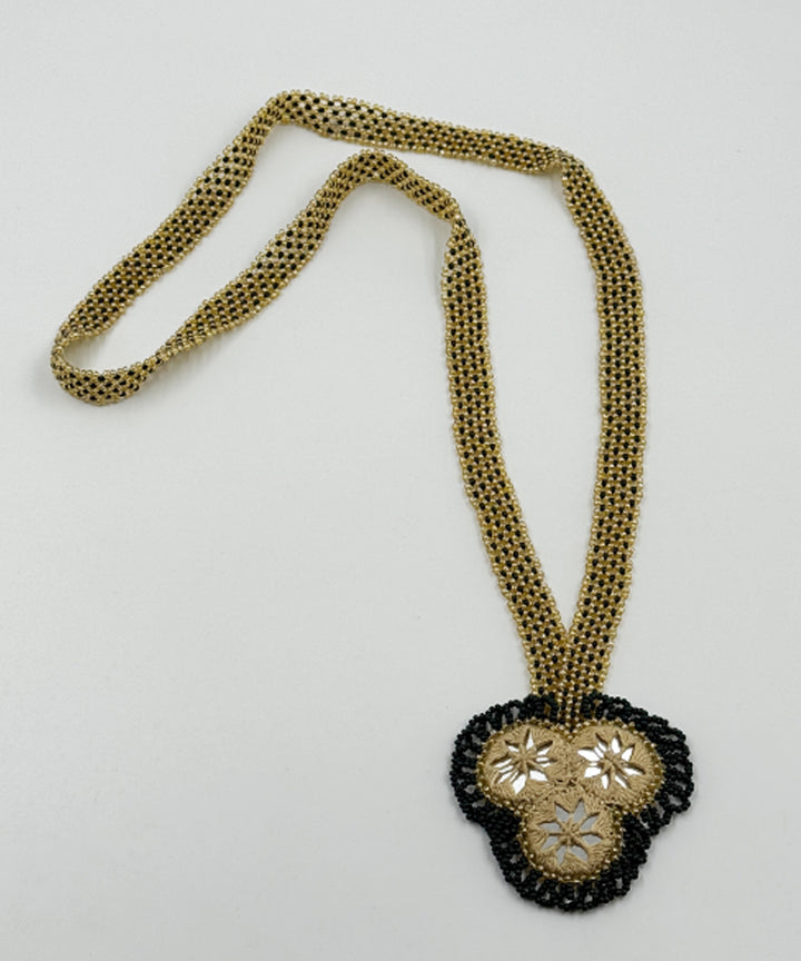 Cyan green cream handmade bead mirror glass beads mirrors necklace