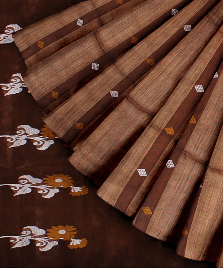 Brown handloom matka silk bengal saree