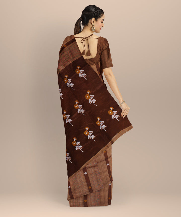 Brown handloom matka silk bengal saree