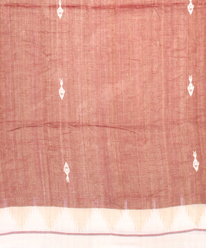 Maroon white tussar silk handwoven kotpad saree
