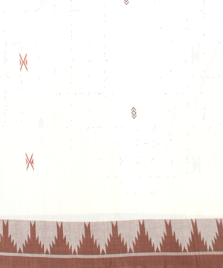 Cream maroon cotton kotpad handloom saree