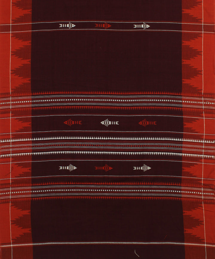 Deep maroon orange handwoven cotton kotpad dupatta