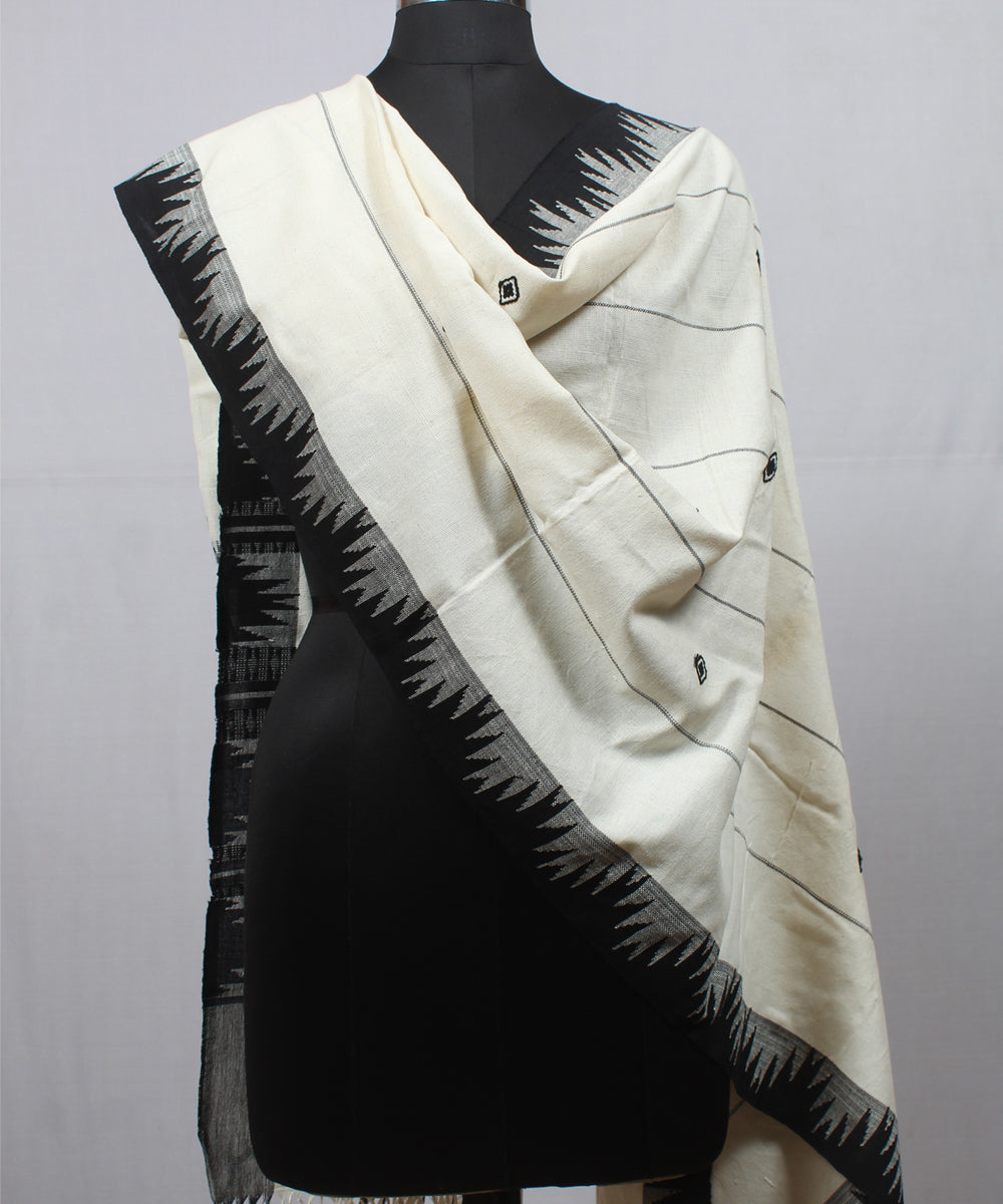 White black handwoven cotton kotpad dupatta