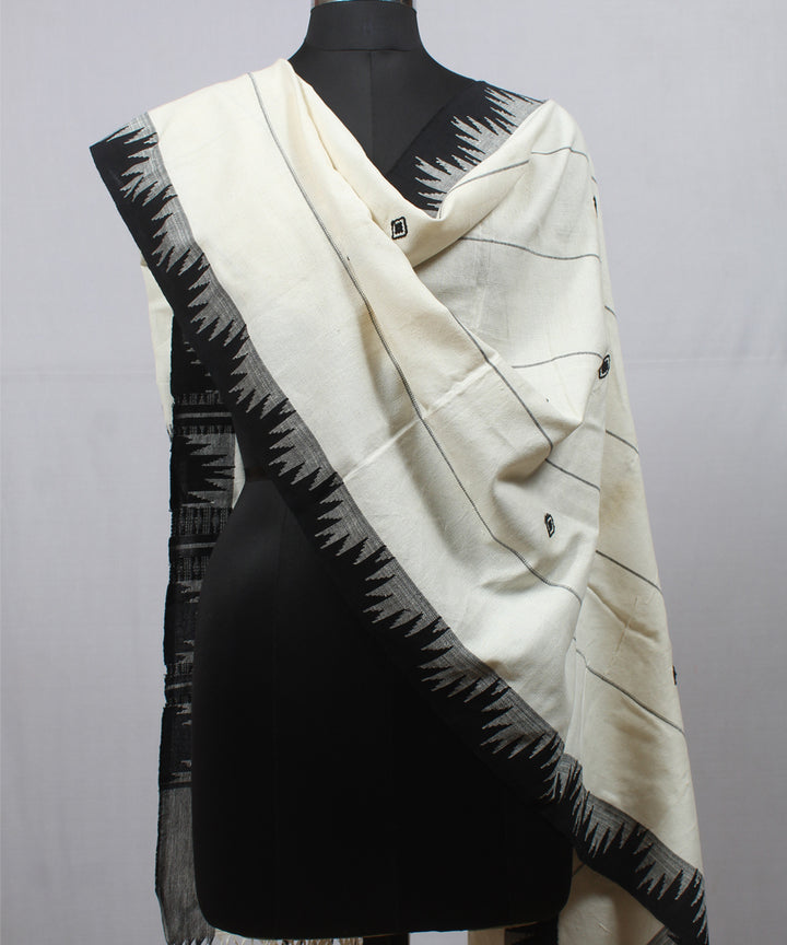 White black handwoven cotton kotpad dupatta